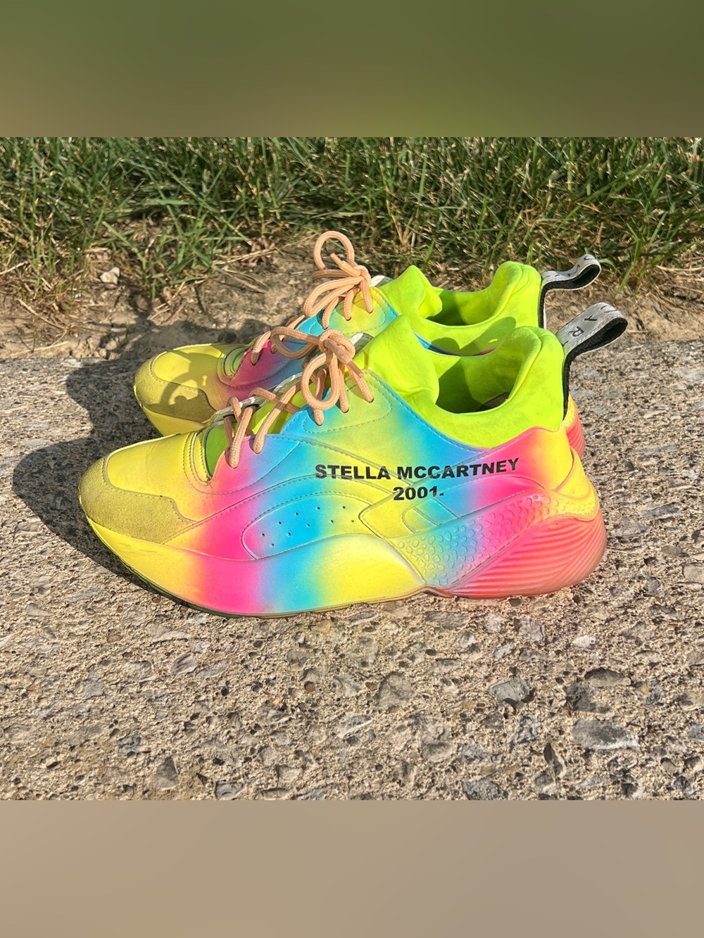 Authentic Stella McCartney Eclypse Low Top Chunky Rainbow Neon Tie Dye Sneakers
